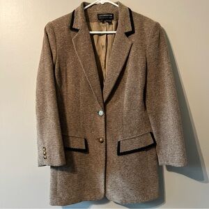 Vintage Liz Claiborne Collection Blazer Jacket Wool Blend Womens Size 10 Brown